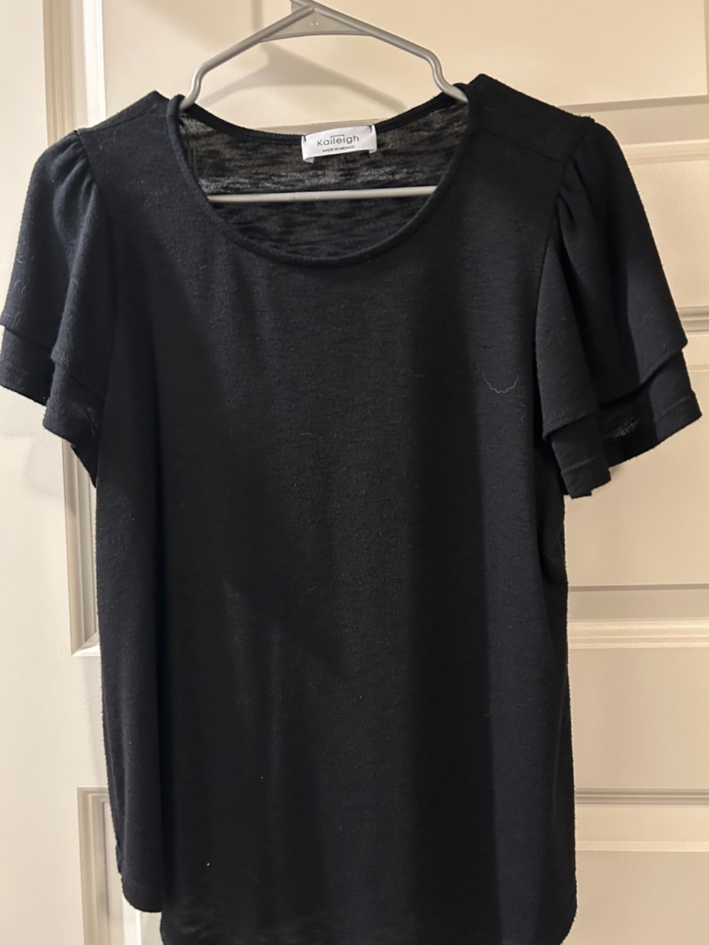 Kaileigh Black Short Sleeve Tiered Ruffle Top
